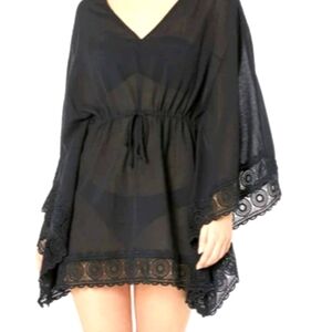 NWT La Blanca Women's Standard V-Neck Butterfly Tunic Swimsuit Cover Up SZ L/XL